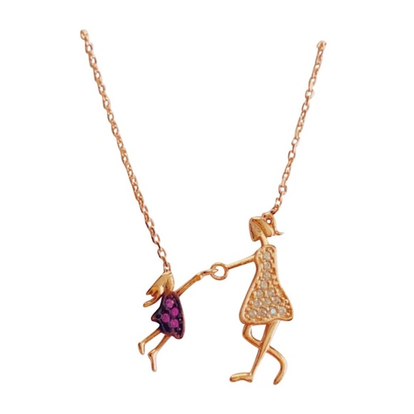 **WIATT* Gold Mother x Daughter Creative Pendant Fashion Necklace - Picture 4 of 4